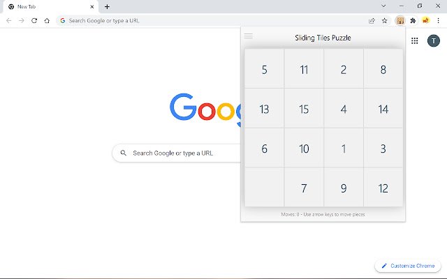 Sliding Tiles Puzzle Game  from Chrome web store to be run with OffiDocs Chromium online