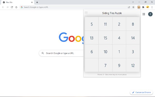 لعبة Sliding Tiles Puzzle من متجر Chrome الإلكتروني ليتم تشغيلها باستخدام OffiDocs Chromium عبر الإنترنت