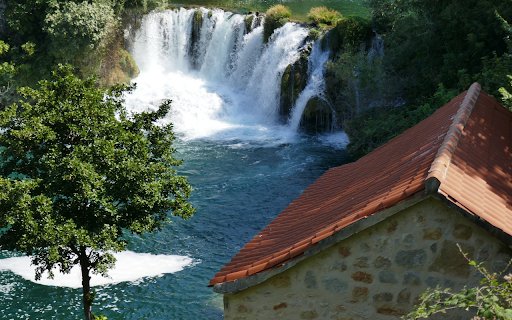 Small house next to the waterfall  from Chrome web store to be run with OffiDocs Chromium online