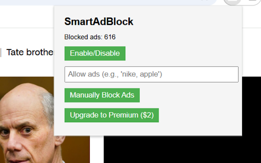 SmartAdBlock  from Chrome web store to be run with OffiDocs Chromium online