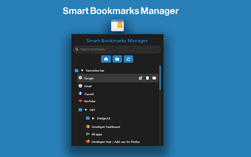 Smart Bookmarks Manager  from Chrome web store to be run with OffiDocs Chromium online