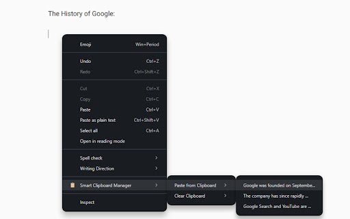 Smart Clipboard Manager  from Chrome web store to be run with OffiDocs Chromium online
