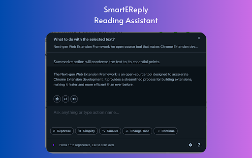 SmartEReply  from Chrome web store to be run with OffiDocs Chromium online