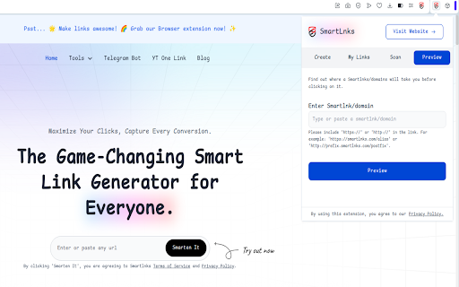 SmartLnks | SmartLink Generator  App Opener  from Chrome web store to be run with OffiDocs Chromium online