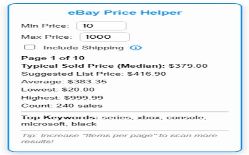 Smart Price Helper for eBay™  from Chrome web store to be run with OffiDocs Chromium online
