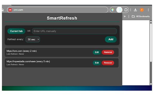 SmartRefresh  from Chrome web store to be run with OffiDocs Chromium online
