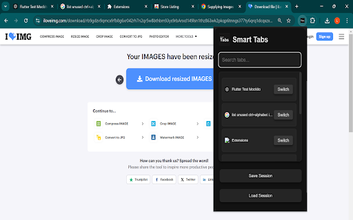 SmartTabs  from Chrome web store to be run with OffiDocs Chromium online