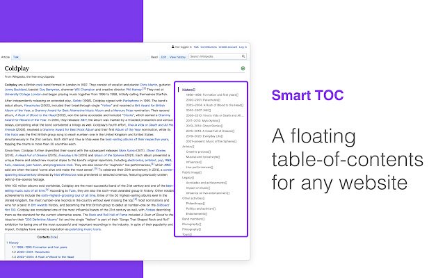 Smart TOC  from Chrome web store to be run with OffiDocs Chromium online