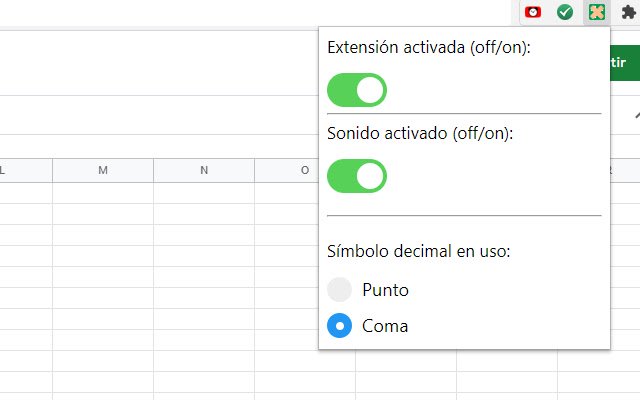 Símbolo decimal Hojas de Cálculo  from Chrome web store to be run with OffiDocs Chromium online