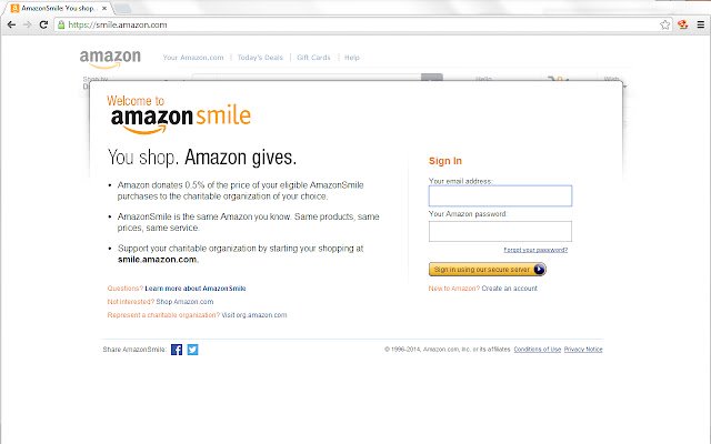 Smile (extension for Amazon.com)  from Chrome web store to be run with OffiDocs Chromium online