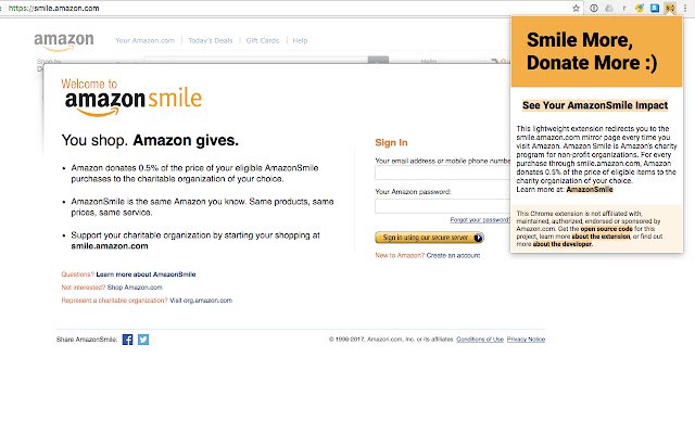 Smile More, Donate More :) de la boutique en ligne Chrome à exécuter avec OffiDocs Chromium en ligne