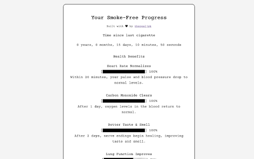 Smoking Quit Tracker  from Chrome web store to be run with OffiDocs Chromium online