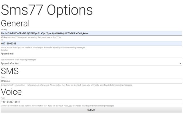 Sms77.io dal Chrome Web Store da eseguire con OffiDocs Chromium online