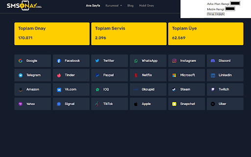 SMSOnay Background App  from Chrome web store to be run with OffiDocs Chromium online