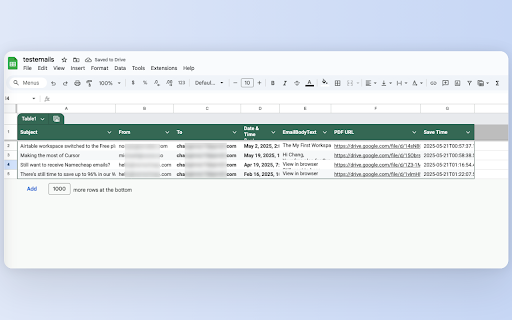 Snap Email to Sheets from Chrome web store to be run with OffiDocs Chromium online Snap Email to Sheets from Chrome web store to be run with OffiDocs Chromium online