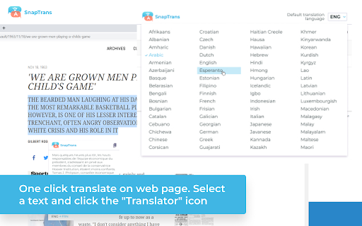 SnapTrans Translate  from Chrome web store to be run with OffiDocs Chromium online