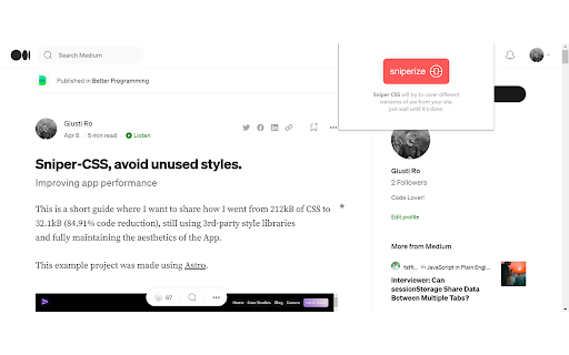Sniper CSS  from Chrome web store to be run with OffiDocs Chromium online
