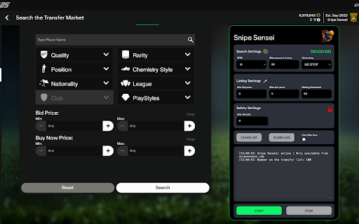Snipe Sensei  from Chrome web store to be run with OffiDocs Chromium online