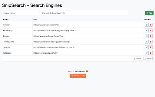 SnipSearch  from Chrome web store to be run with OffiDocs Chromium online