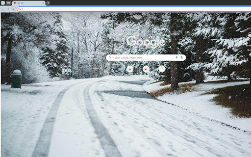 snow covered path winding through a pine forest  from Chrome web store to be run with OffiDocs Chromium online