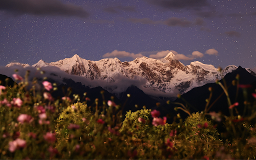 Snow Mountains and Starry Sky  from Chrome web store to be run with OffiDocs Chromium online