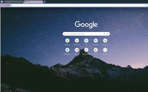 Snowy mountain scene with stars at night  from Chrome web store to be run with OffiDocs Chromium online