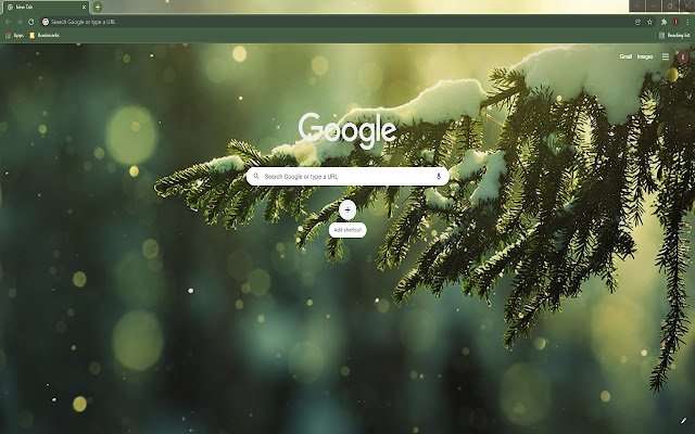 Snowy Pine Limb Wallpaper Theme uit de Chrome-webwinkel voor gebruik met OffiDocs Chromium online
