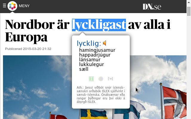 Sænsk íslensk orðabók (Swe Ice Dictionary)  from Chrome web store to be run with OffiDocs Chromium online