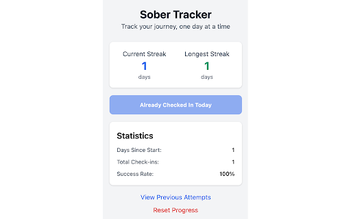 Sober Tracker  from Chrome web store to be run with OffiDocs Chromium online