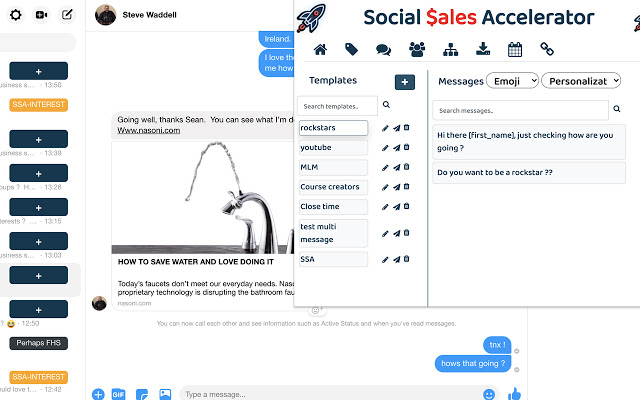 Social $ales Accelerator mula sa Chrome web store na tatakbo sa OffiDocs Chromium online