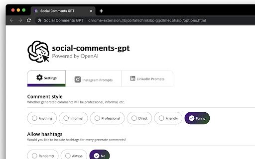 Social Comments GPT  from Chrome web store to be run with OffiDocs Chromium online