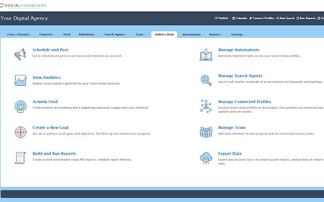 SocialDashboard  from Chrome web store to be run with OffiDocs Chromium online