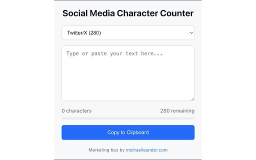 Social Media Character Counter  from Chrome web store to be run with OffiDocs Chromium online
