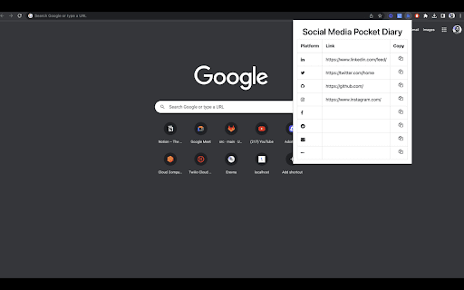 Social Media Pocket Diary  from Chrome web store to be run with OffiDocs Chromium online