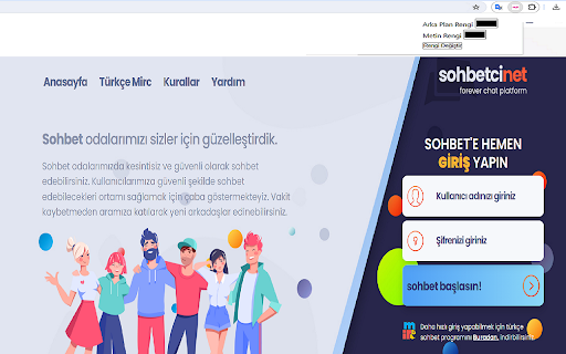 Sohbetci Sohbet Odaları  from Chrome web store to be run with OffiDocs Chromium online