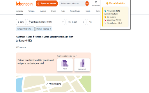 SolarInfo Immobilier by Franck Ladrière  from Chrome web store to be run with OffiDocs Chromium online