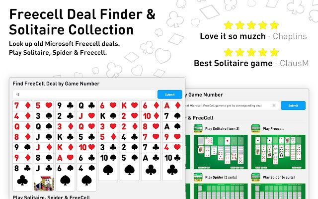 Solitaire Collection FreeCell Deal Finder from Chrome web store to be run with OffiDocs Chromium online Solitaire Collection FreeCell Deal Finder from Chrome web store to be run with OffiDocs Chromium online