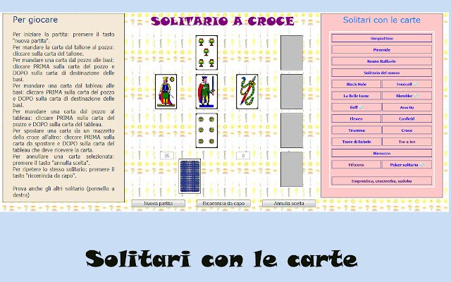 Solitari e giochi di carte  from Chrome web store to be run with OffiDocs Chromium online