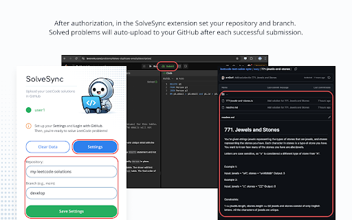 SolveSync – Automate Your LeetCode Solutions to GitHub  from Chrome web store to be run with OffiDocs Chromium online