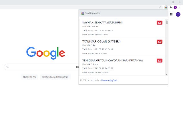 Son Depremler  from Chrome web store to be run with OffiDocs Chromium online