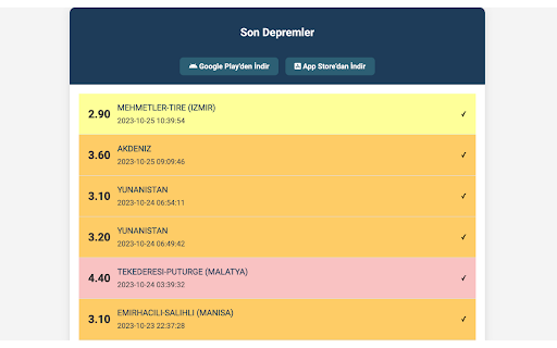Son Depremler  from Chrome web store to be run with OffiDocs Chromium online