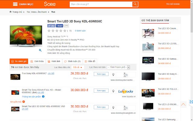 Sore.vn So sánh giá  from Chrome web store to be run with OffiDocs Chromium online