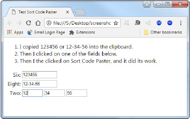Sort Code Paster aus dem Chrome-Webshop zur Ausführung mit OffiDocs Chromium online