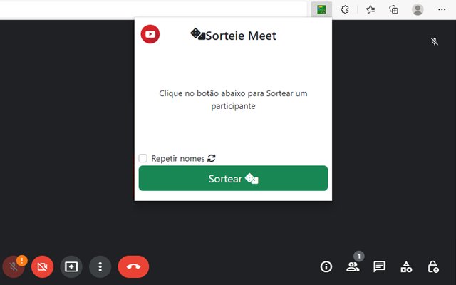 Sorteie Meet: Fazer sorteio no Google Meet ক্রোম ওয়েব স্টোর থেকে OffiDocs Chromium অনলাইনে চালানো হবে