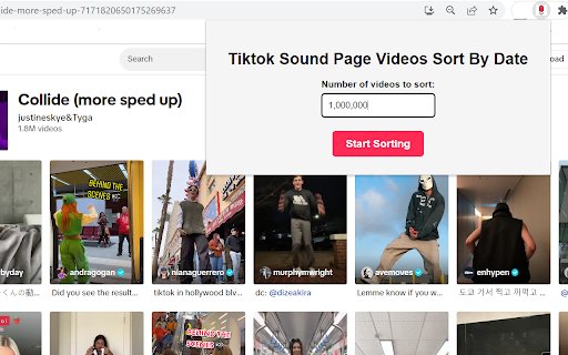 Sort TikTok Videos By Date  from Chrome web store to be run with OffiDocs Chromium online