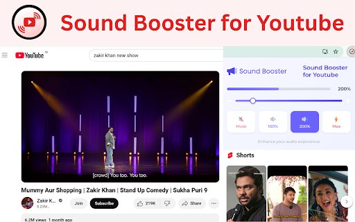 Sound Booster for Youtube  from Chrome web store to be run with OffiDocs Chromium online