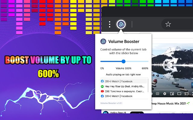 Sound Booster – OffiDocs Chromium 온라인으로 실행되도록 Chrome 웹 스토어의 볼륨을 높입니다.