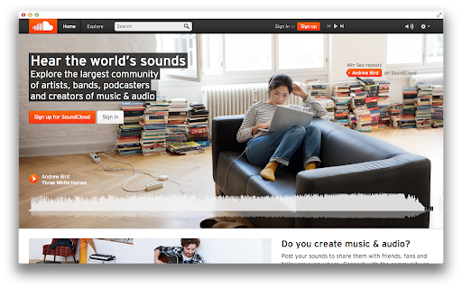 SoundCloud  from Chrome web store to be run with OffiDocs Chromium online