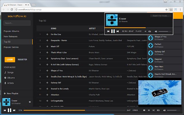 Soundflow darmowa muzyka dal Chrome web store da eseguire con OffiDocs Chromium online