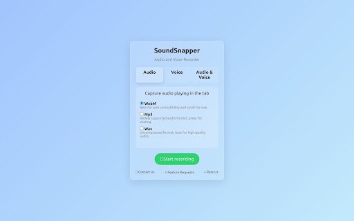 Sound Snapper  from Chrome web store to be run with OffiDocs Chromium online